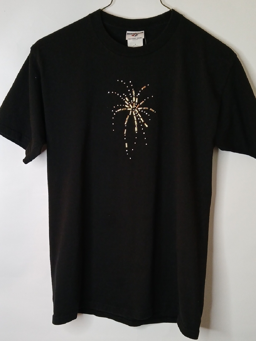 Jerzees Black Short Sleeve Tee with Gold Firework Accent